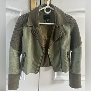 Wilfred Free XXS Olive Green Women's Moto Cropped Jacket